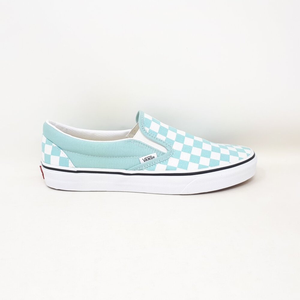 Vans Classic Slip On Checkerboard Canal Baby Blue Low Shoe Sneaker Womens Size